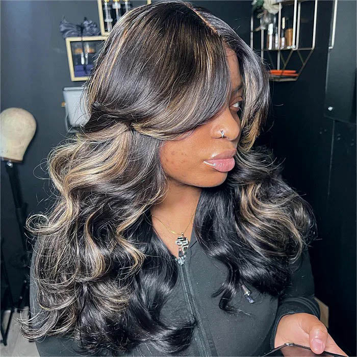 [BOGO] Face-Framing Curtain Bangs Wig Body Wave Glueless Balayage Highlights Human Hair Wigs Special Offer - Image 5