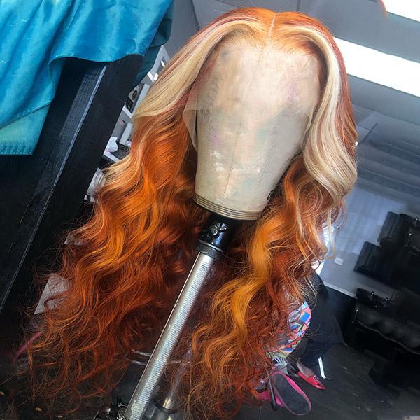 Ginger Blonde Ombre Wigs Body Wave HD Lace Wigs 13x4 Lace Front Human Hair Wigs - Image 3
