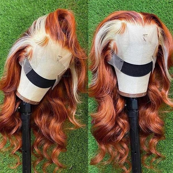 Ginger Blonde Ombre Wigs Body Wave HD Lace Wigs 13x4 Lace Front Human Hair Wigs - Image 5