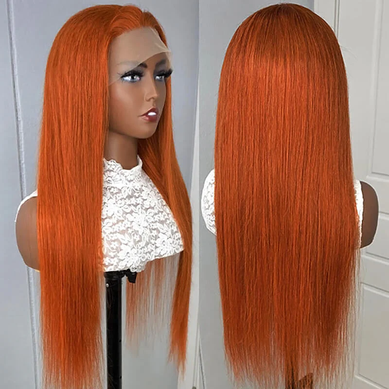 Subella Hair Ginger Color 13x4 HD Lace Front Wig Straight Colored Human Hair Wigs - Image 3