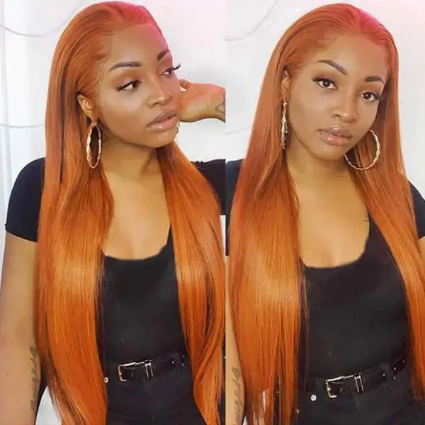 Subella Hair Ginger Color 13x4 HD Lace Front Wig Straight Colored Human Hair Wigs - Image 4