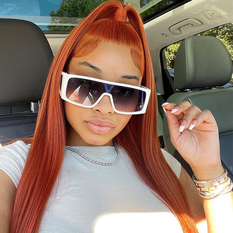 Subella Hair Ginger Color 13x4 HD Lace Front Wig Straight Colored Human Hair Wigs - Image 6