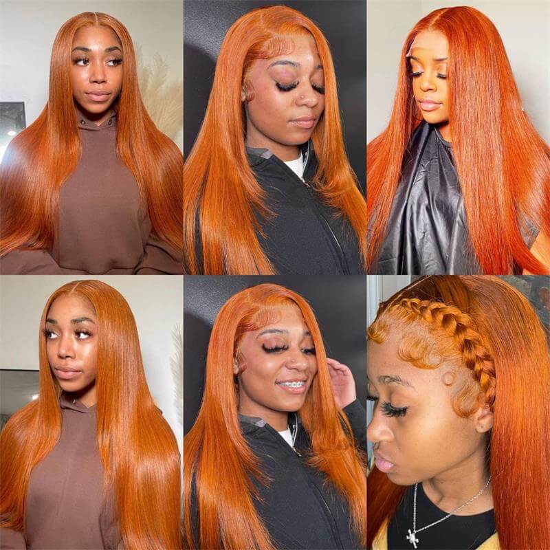 Subella Hair Ginger Color 13x4 HD Lace Front Wig Straight Colored Human Hair Wigs - Image 7