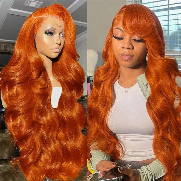 [BOGO] Ginger Orange Body Wave Human Hair Lace Front Wig Free Parting 13x4 HD Lace Wig Special Offer - Image 5