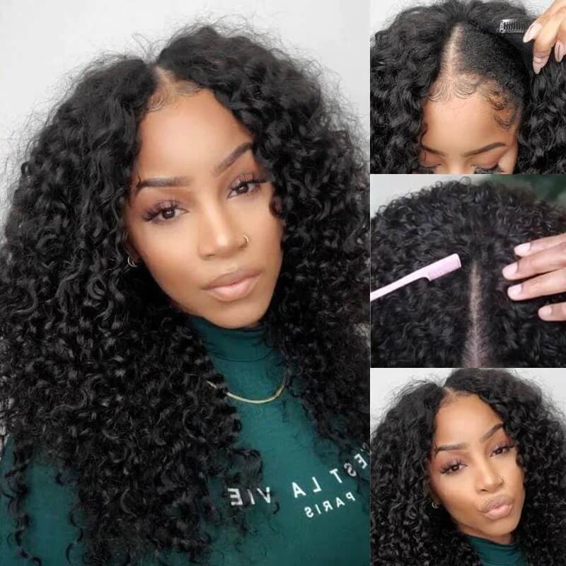 Glueless V Part Kinky Curly Wig No Leave Out Affordable Human Hair Wig Beginner Friendly - Image 5