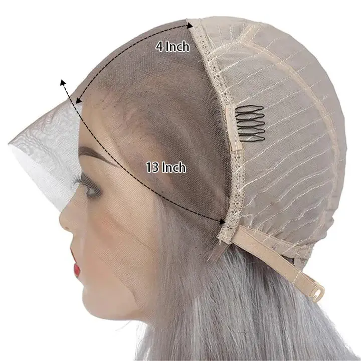 Grey Bob Wigs Straight 13x4 HD Transparent Lace Front Wigs 100% Human Virgin Hair Wigs - Image 3