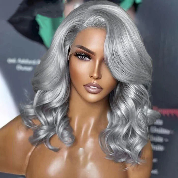 Grey Body Wave Bob Wig 8x5 Pre Cut HD Lace Glueless Wig 13x4 Lace Front Colored Human Hair Short Bob Wigs - Image 3