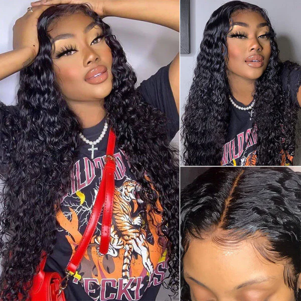 HD Transparent Lace Closure Wigs Pre Plucked Water Wave 5*5 Closure Wigs with Natural Hairline - Image 3
