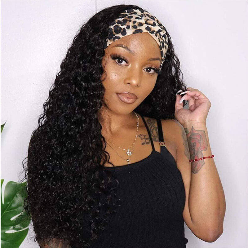 Headband Wigs Water Wave Wig Glueless None Lace Wigs Natural Color - Image 4