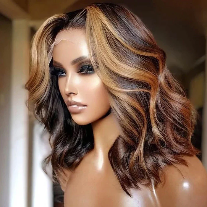 Highlight Blonde Bob Wig Pre Plucked 13x4 13x6 HD Lace Front Body Wave Human Hair Short Bob Wigs - Image 3