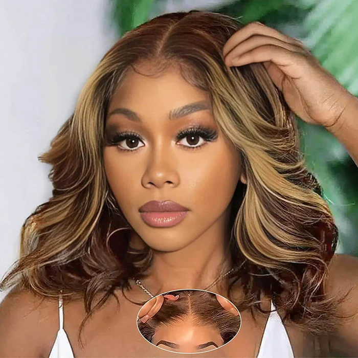 Highlight Blonde Bob Wig Pre Plucked 13x4 13x6 HD Lace Front Body Wave Human Hair Short Bob Wigs - Image 4