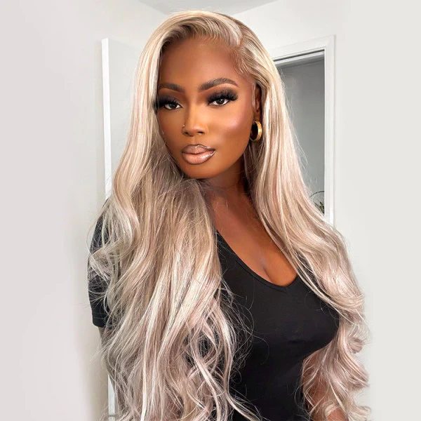 Highlight #P18/613 Ash Blonde Human Hair Wigs Body Wave Wigs Blonde Hair With Highlights - Image 7