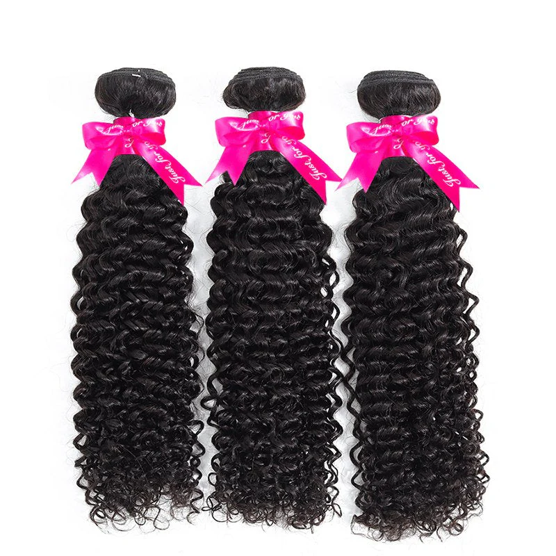 Kinky Curly Virgin Hair Weave 3 Bundles With 13*4 Lace Frontal - Image 3