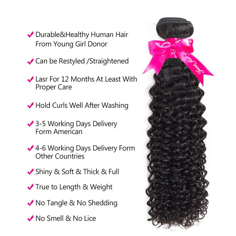 Kinky Curly Virgin Hair Weave 3 Bundles With 13*4 Lace Frontal - Image 4