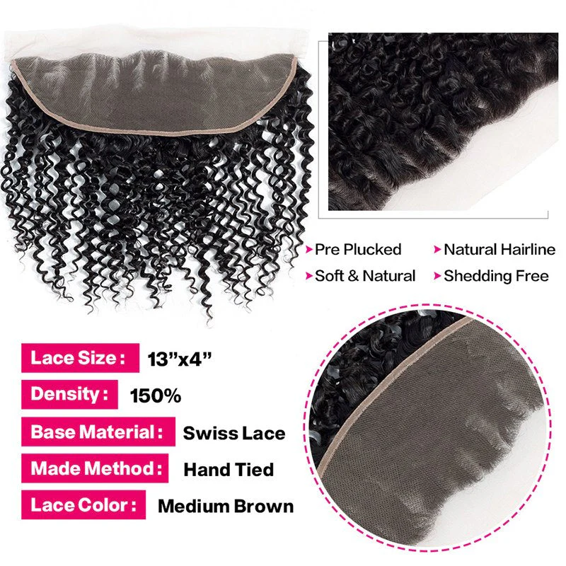 Kinky Curly Virgin Hair Weave 3 Bundles With 13*4 Lace Frontal - Image 7