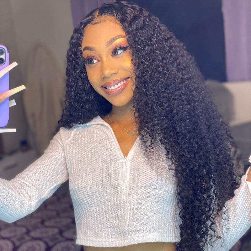 Kinky Curly HD Transparent Lace Wigs 13*4 Frontal Wigs Human Hair Wigs - Image 4