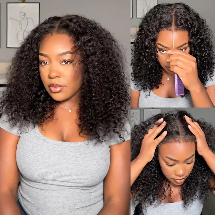 Kinky Edges 4C Hairline Deep Curly Glueless Wig Snug Fit 220% Density 8x5/360 Lace Frontal Wig - Image 3