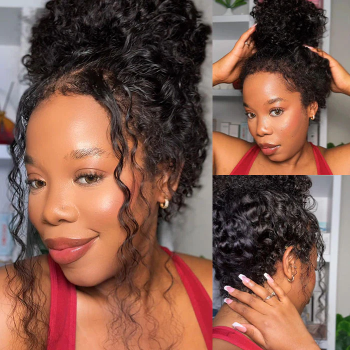 Kinky Edges 4C Hairline Deep Curly Glueless Wig Snug Fit 220% Density 8x5/360 Lace Frontal Wig - Image 5