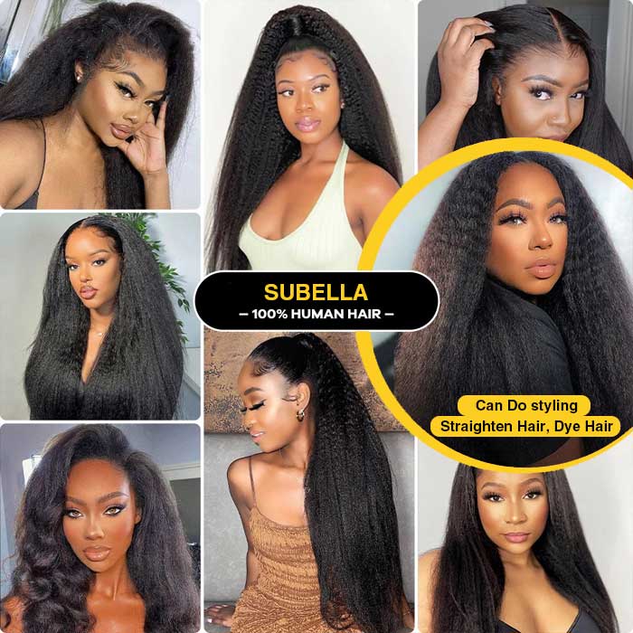 Kinky Straight Human Hair 3 Bundles With 4x4 Lace Closure - Image 10