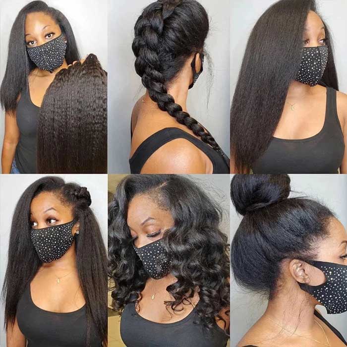 Kinky Straight Human Hair 3 Bundles With 4x4 Lace Closure - Image 9