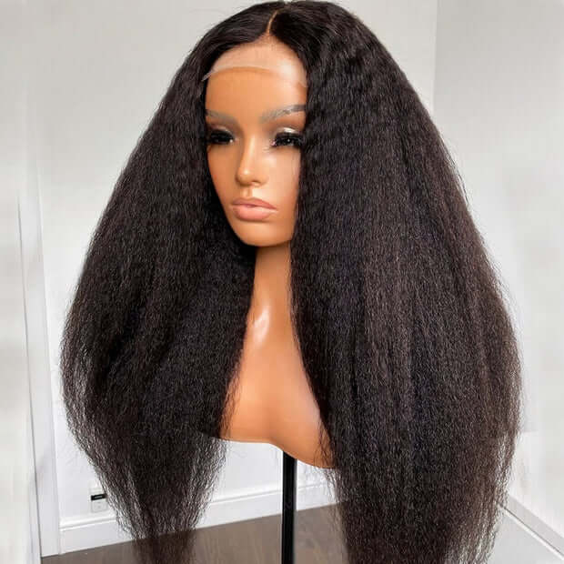 Kinky Straight Human Hair 5x5 HD Transparent Lace Closure Wigs For Women - Image 3