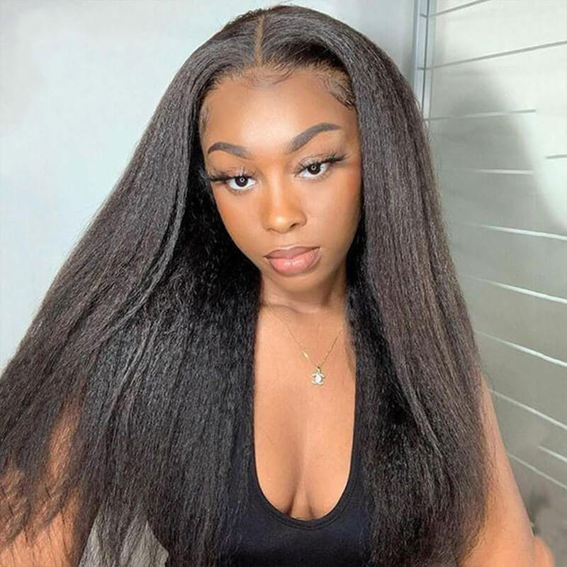 Kinky Straight Human Hair 5x5 HD Transparent Lace Closure Wigs For Women - Image 4