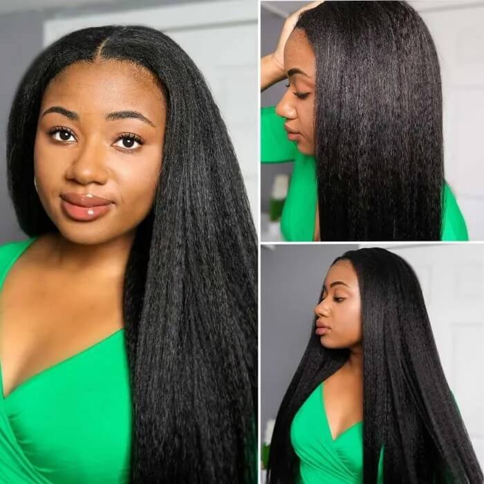 Kinky Straight Human Hair 5x5 HD Transparent Lace Closure Wigs For Women - Image 5