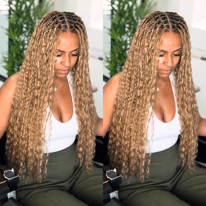 Knotless Boho Braided Wig T1B/27 Ombre Human Hair Drawstring 13x6 Lace Front Wig Black Roots - Image 4
