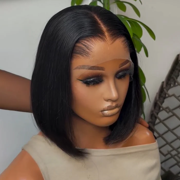 Lagos Hairline Straight BOB Wig Density Flawless M-Shaped 13x4/13x6 HD Lace Front 4C Edges Glueless Wig - Image 4