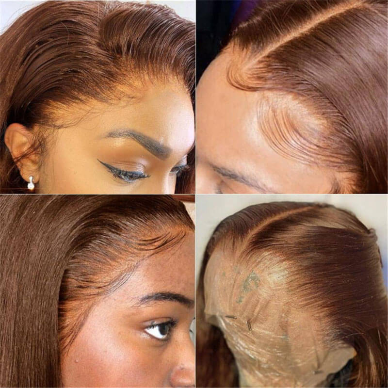 Subella Hair #4 Light Brown Wig Body Wave Human Hair Colored Wig HD Transparent Lace Closure Wig - Image 5