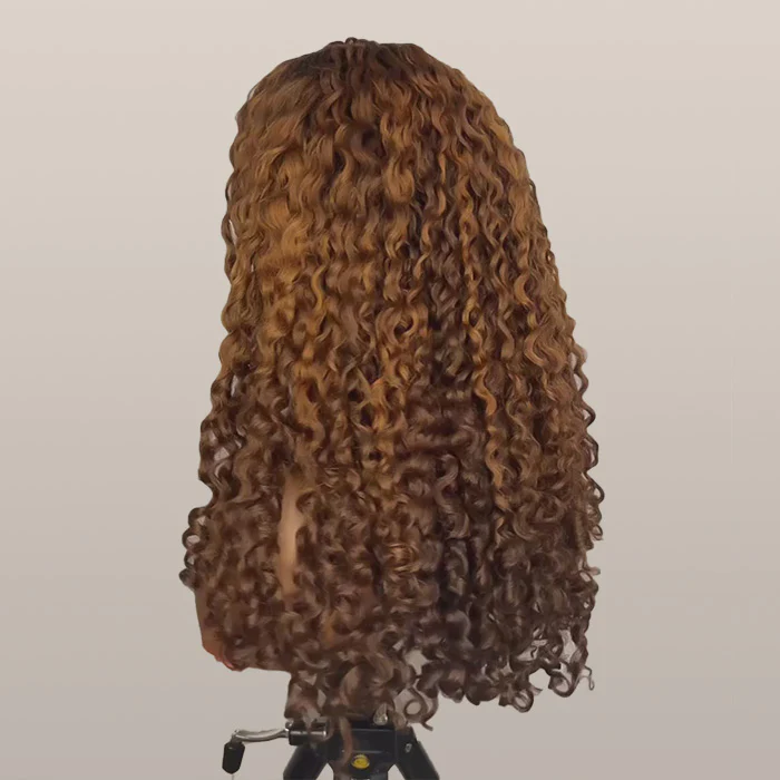 Limited Design | Coily Curly 4C Edges Wig Black Brown Ombre Glueless HD Lace Wig Realistic Hairline - Image 4