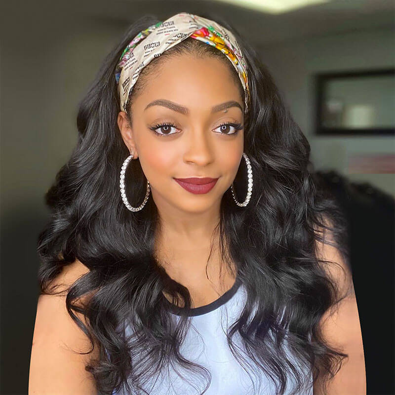 New Headband Wig Body Wave Natural Color Human Virgin Hair Wig Headband Half Wig - Image 5