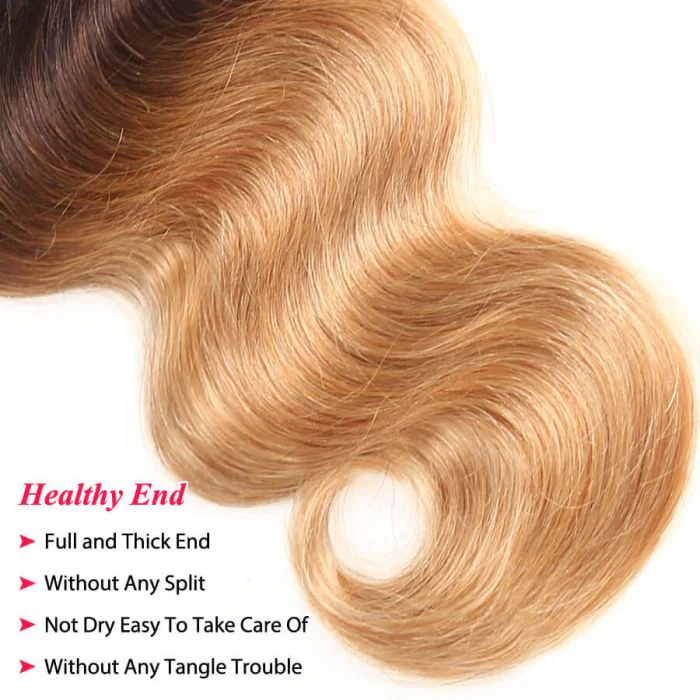 Ombre 1B/4/27 Three Tone Brazilian Body Wave Human Hair 3 Bundles - Image 3