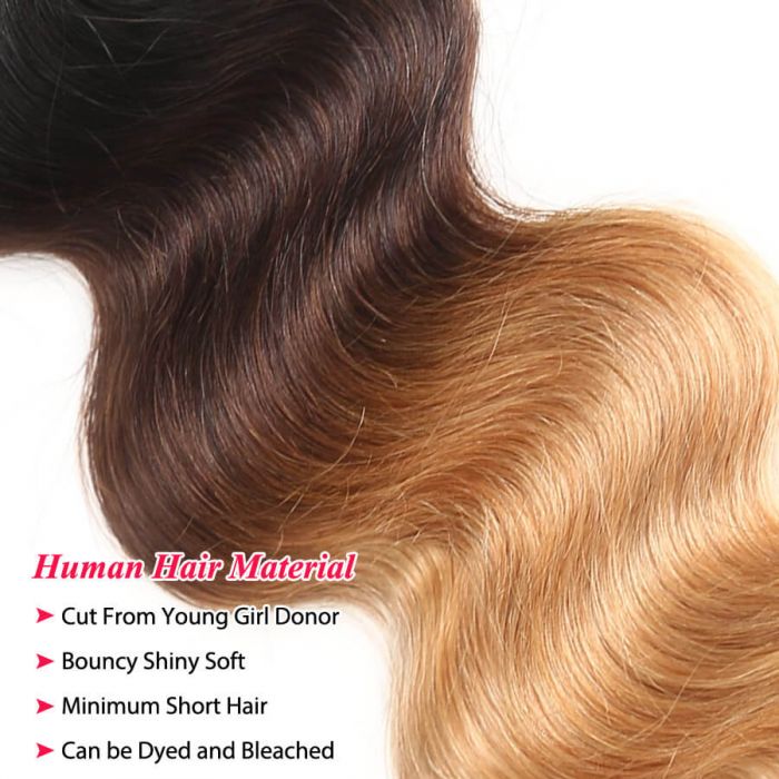 Ombre 1B/4/27 Three Tone Brazilian Body Wave Human Hair 3 Bundles - Image 5