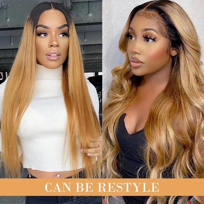Ombre 1B27 Straight Human Hair 3 Bundles With 4x4 Lace Closure - Image 6