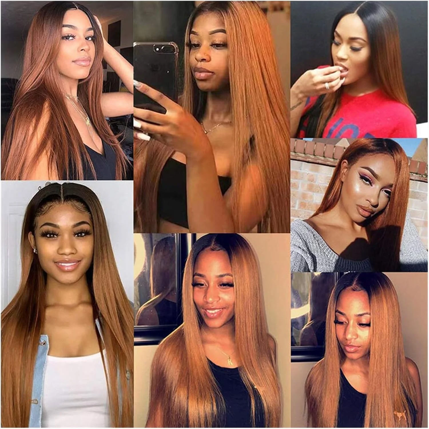 Ombre 1B30 Straight Human Hair 3 Bundles With 4x4 Lace Closure - Image 8