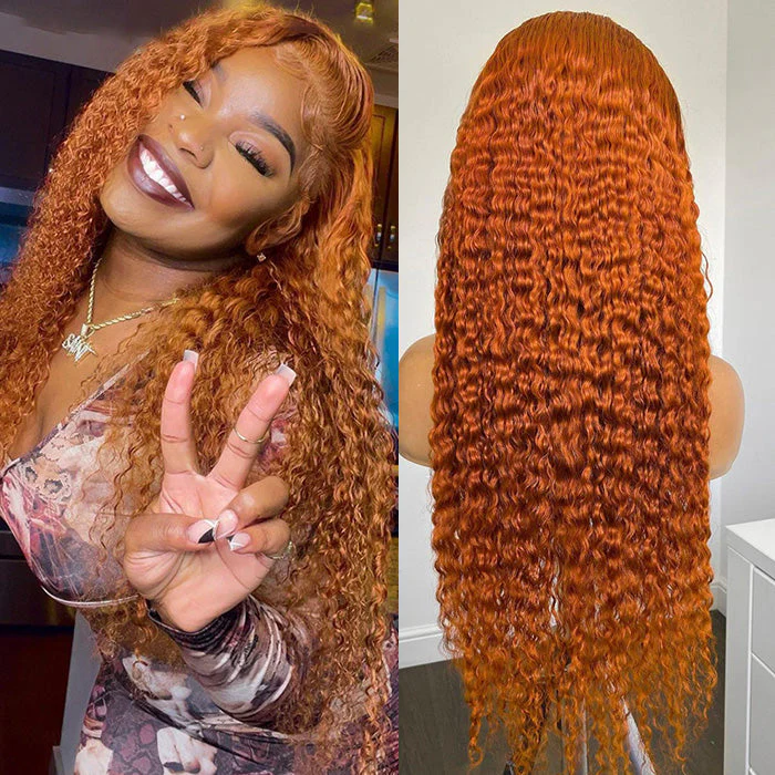 Orange Ginger Color 13x4/13x6 HD Lace Front Wigs Curly Human Hair Wig - Image 4