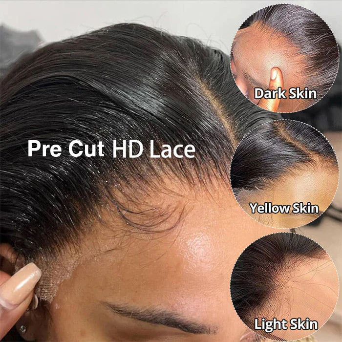 Pre Braided Glueless Wig 13x4 HD Lace Front Straight Human Hair Wigs Pre-All Wig - Image 5