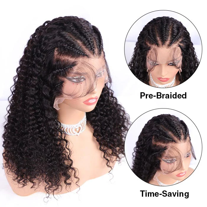 Pre Braiding Hairstyle Curly 180% Density 13x4 Lace Front Wig Braide Human Hair Wigs - Image 5