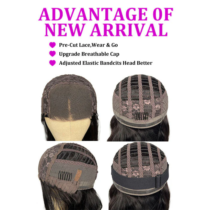 Put On And Go Pre-Cut 4x4 /13x4 HD Lace Wig Water Wave Human Hair Wig with Breathable Cap Easy to Install - Image 5