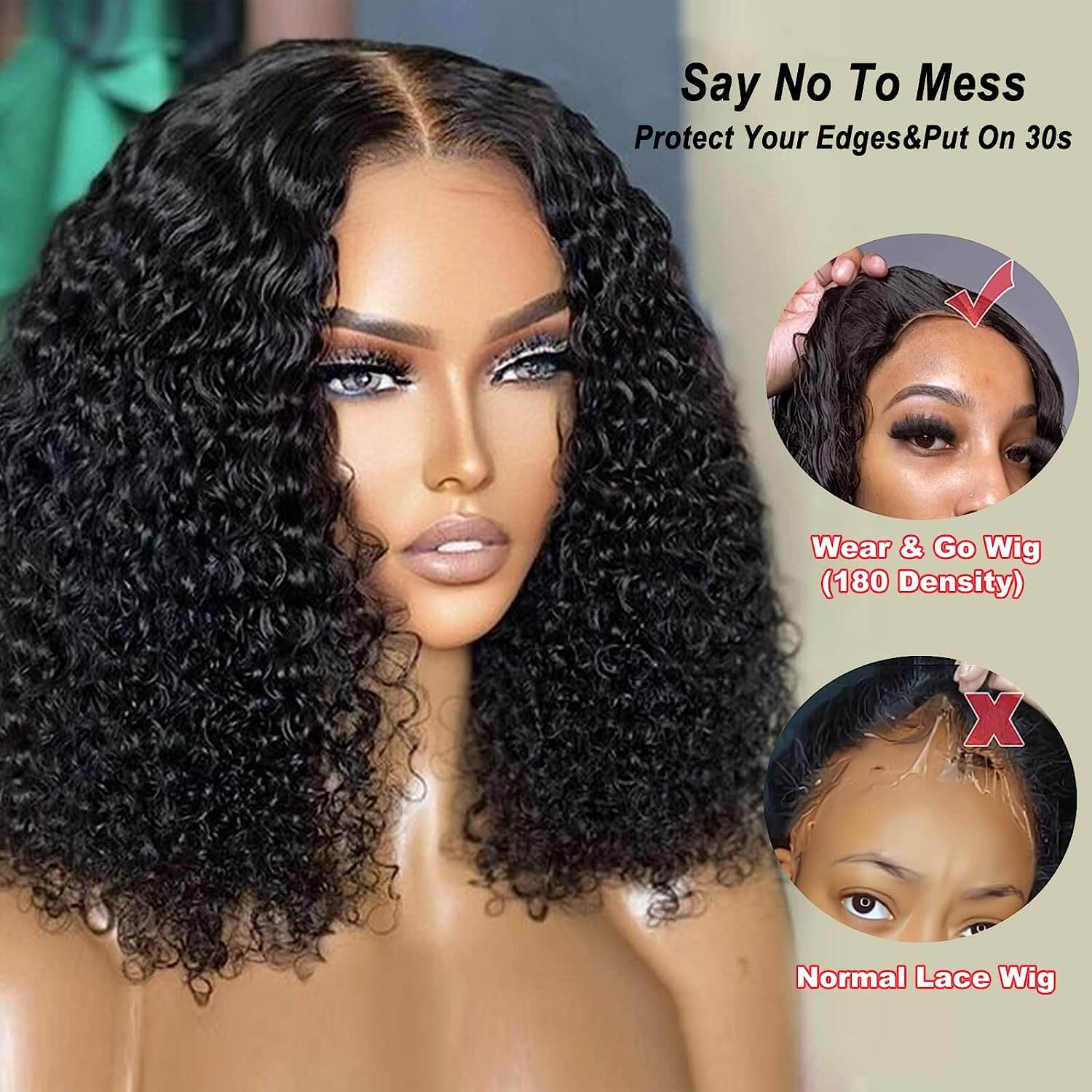 Pre Cut Wigs Curly Bob Wig HD Lace Wigs Glueless Human Hair Wigs Beginner Friendly - Image 5