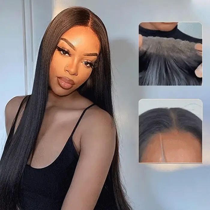 2Wigs $189 Straight Pre Cut Lace Glueless Wig + Body Wave Human Hair Wig With Bangs Special Offer - Image 3