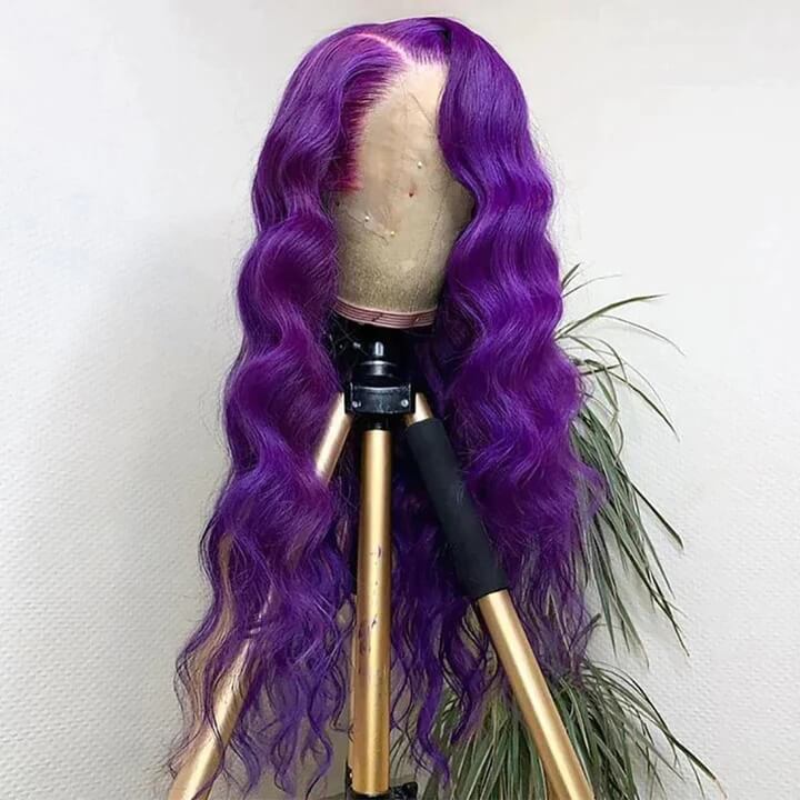Purple Wigs 13x4 HD Transparent Lace Front Body Wave Wigs - Image 7