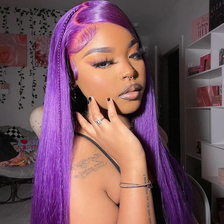 Purple Wigs 13x4 HD Transparent Lace Front Body Wave Wigs - Image 8