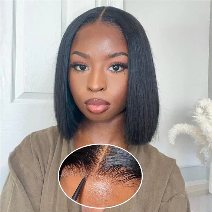 Ship In 24 Hours Blunt Cut Straight/Curly Bob Wig 220% Density 4x4 Lace Human Hair Wigs - Image 4