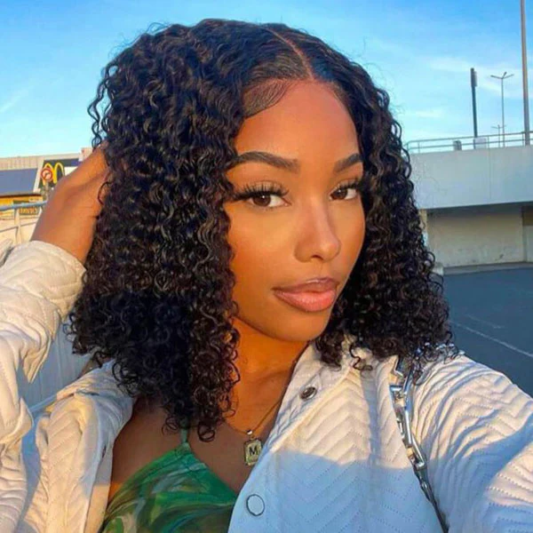 Ship In 24 Hours Blunt Cut Straight/Curly Bob Wig 220% Density 4x4 Lace Human Hair Wigs - Image 6