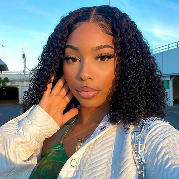 Ship In 24 Hours Blunt Cut Straight/Curly Bob Wig 220% Density 4x4 Lace Human Hair Wigs - Image 7