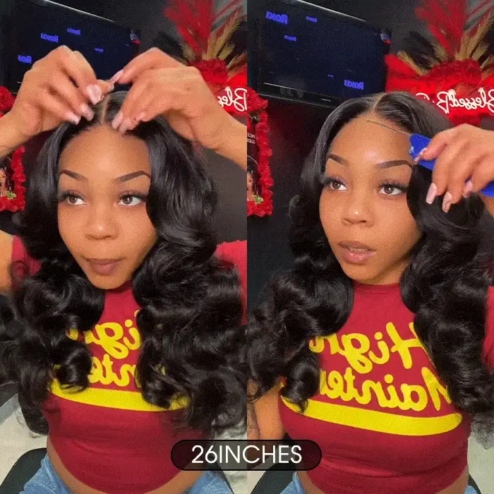 Ship In 24 Hours Face-Framing Curtain Bangs Body Wave Glueless HD Lace Wig - Image 4