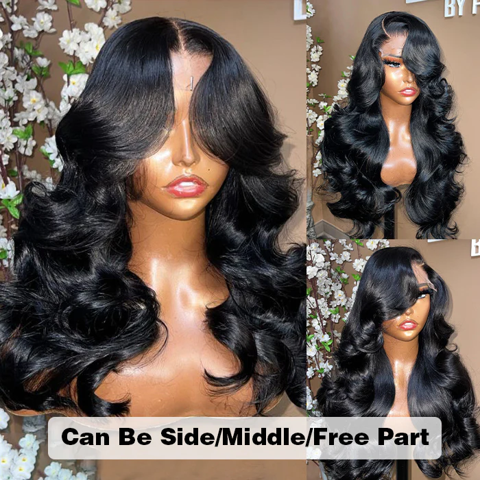 Ship In 24 Hours Face-Framing Curtain Bangs Body Wave Glueless HD Lace Wig - Image 7