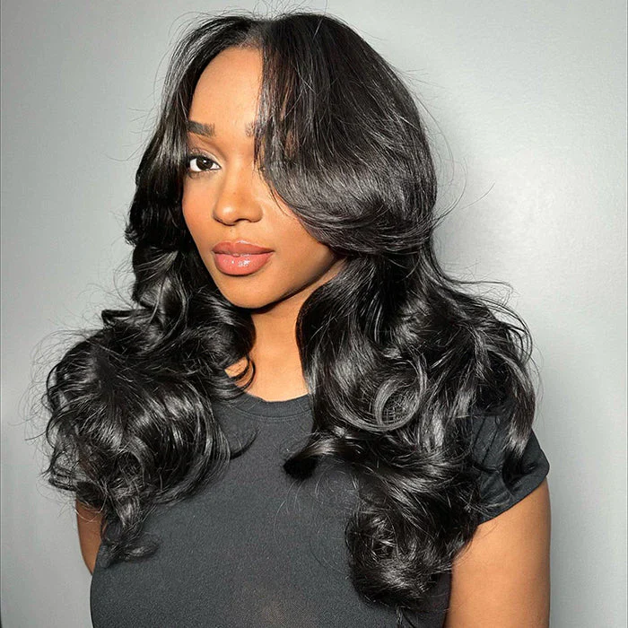 Ship In 24 Hours Face-Framing Curtain Bangs Body Wave Glueless HD Lace Wig - Image 8